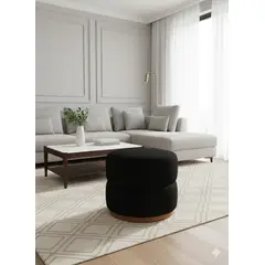 MUEBLES NEW - PUFF GIRATORIO NEGRO LINO