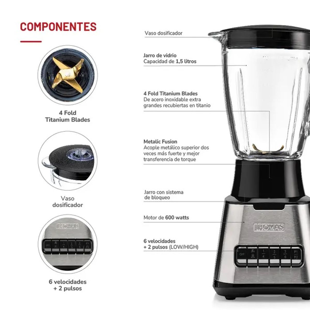 THOMAS - LICUADORA THOMAS 1,5 LT