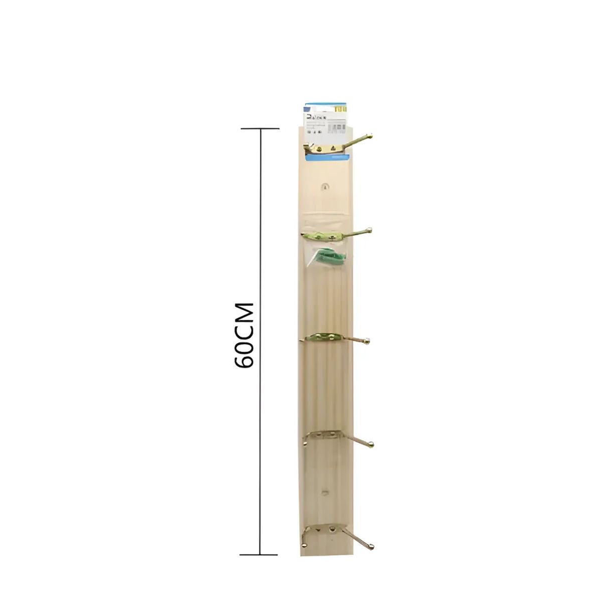 GENERICO - Perchero De Pared Madera 60cm Con 5 Ganchos Metálicos
