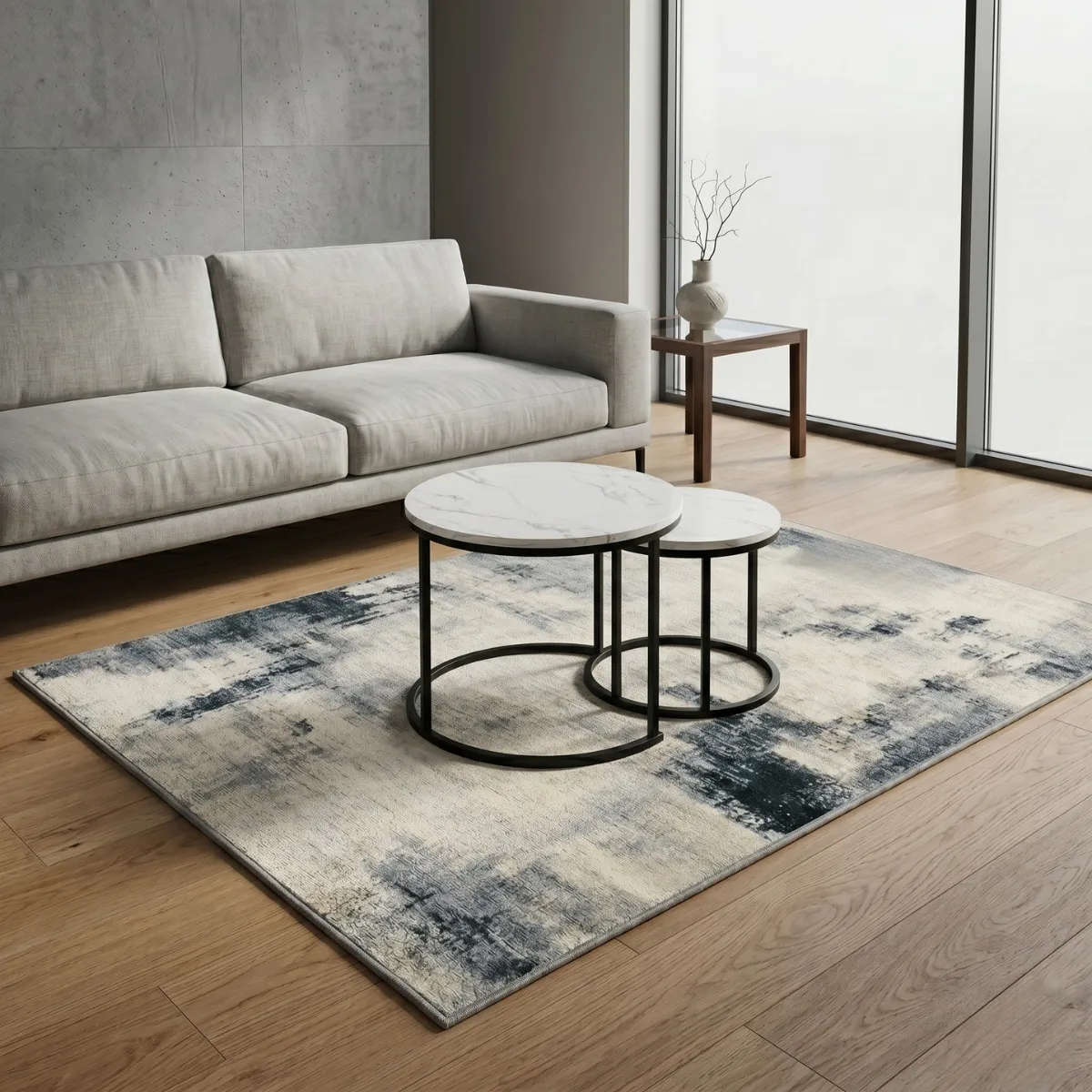 SPACEZAT - Alfombra Antideslizante Abstracta Gris Singo 214x153 cm