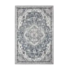 SPACEZAT - Alfombra Antideslizante Vintage Azul Claro Islev 92x61 cm