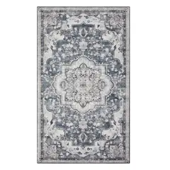 SPACEZAT - Alfombra Antideslizante Vintage Azul Claro Loviisa 153x92 cm