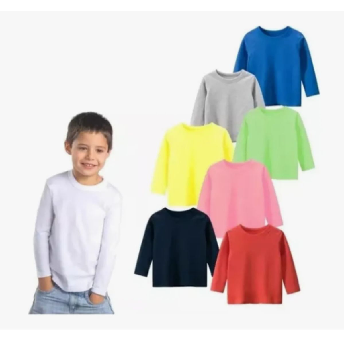 AGW - Pack 3 Camisetas Niño 100% Algodón Manga Larga