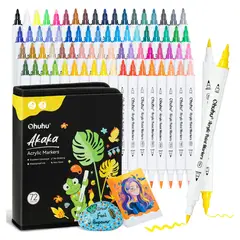 OHUHU - 72 Marcadores Acrílicos Akaka Puntas Pincel & Fina