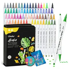 OHUHU - 72 Marcadores Acrílicos Akaka Puntas Pincel & Puntos