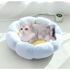 MASCO TODO - Cama Antiestrés para Mascotas Perro Gato 55cm Flor Azul