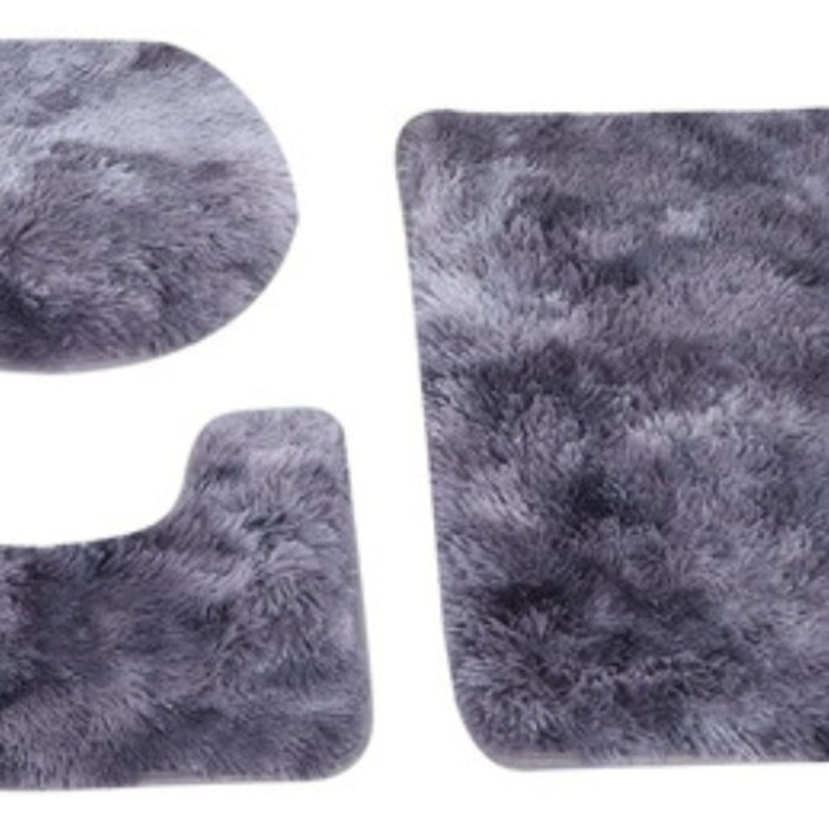 GENERICO - Set Alfombras De Baño 3 Piezas Peludo Color Liso Juego De 3 Gris - 323001 Lisa