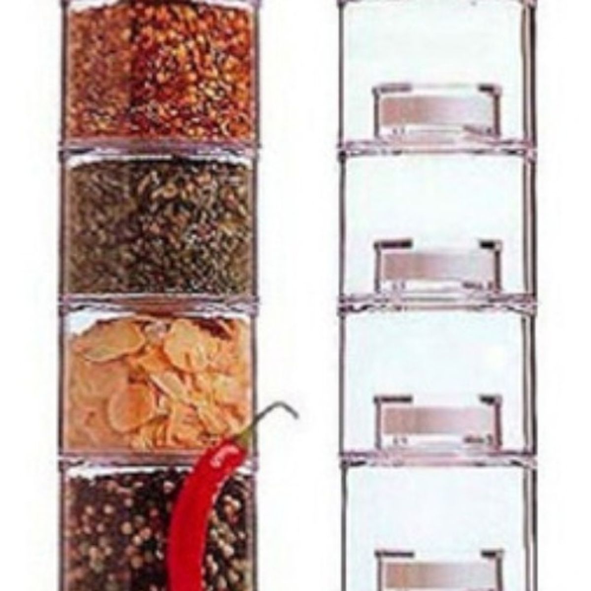 GENERICO - Especiero Modular Torre 6 Frascos Condimentos Cocina 228036 Transparente-228036 B43