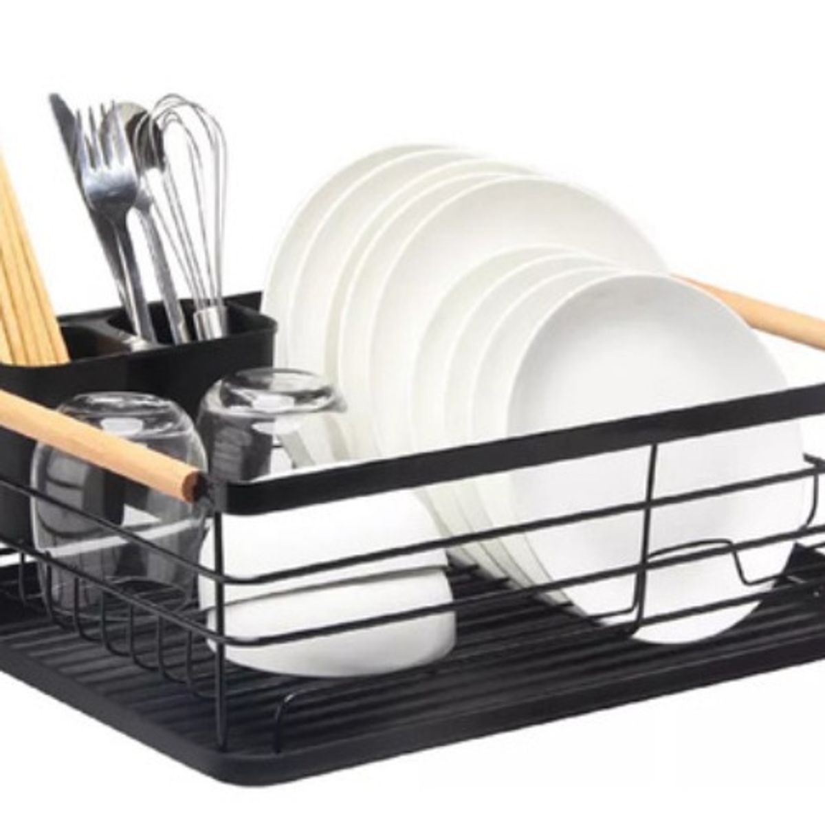 GENERICO - Secaplatos Escurridor 1 Nivel Acero Inox Fregadero Negro - 327033