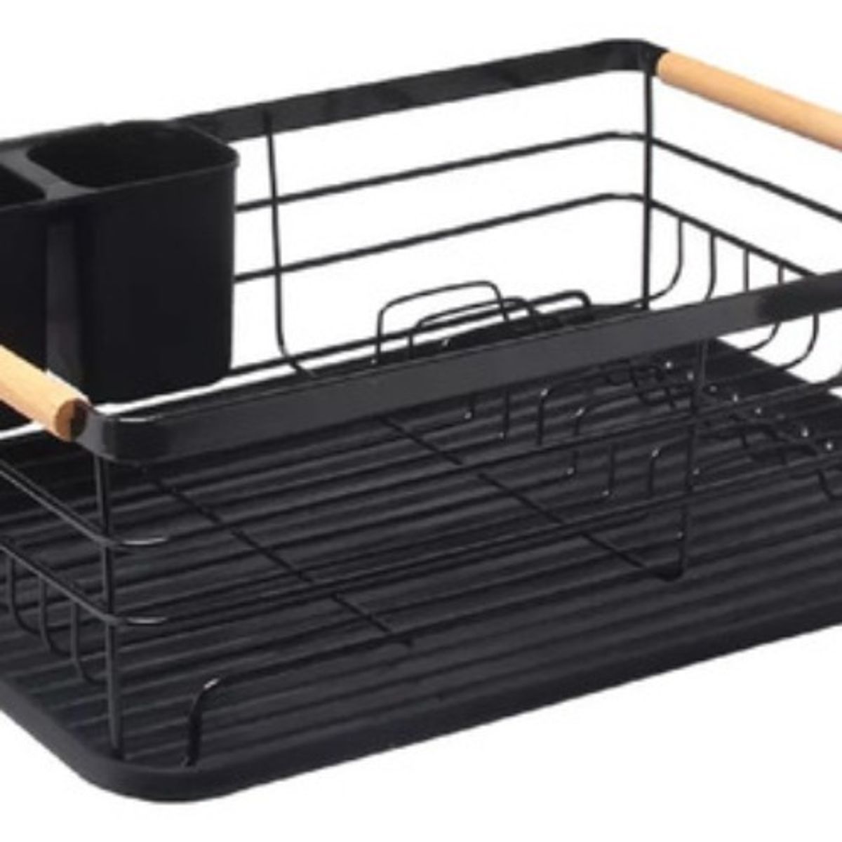 GENERICO - Secaplatos Escurridor 1 Nivel Acero Inox Fregadero Negro - 327033