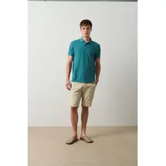 VELEZ - Vélez Polera Polo Manga Corta Essential Hombre Textura Azul Aguamarina