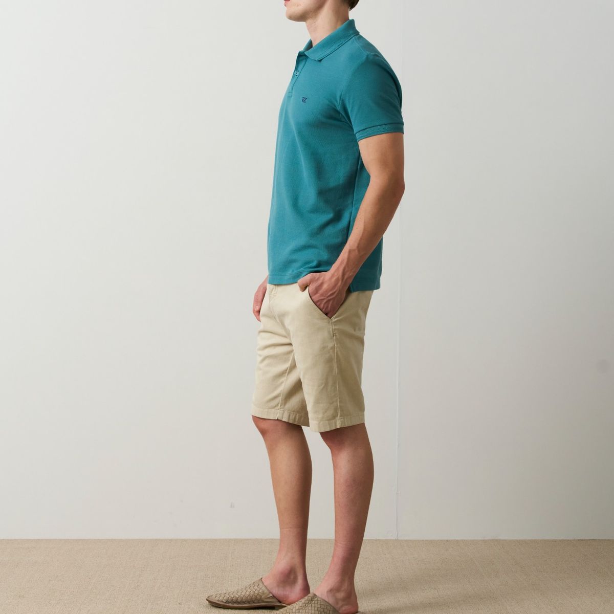 VELEZ - Vélez Polera Polo Manga Corta Essential Hombre Textura Azul Aguamarina