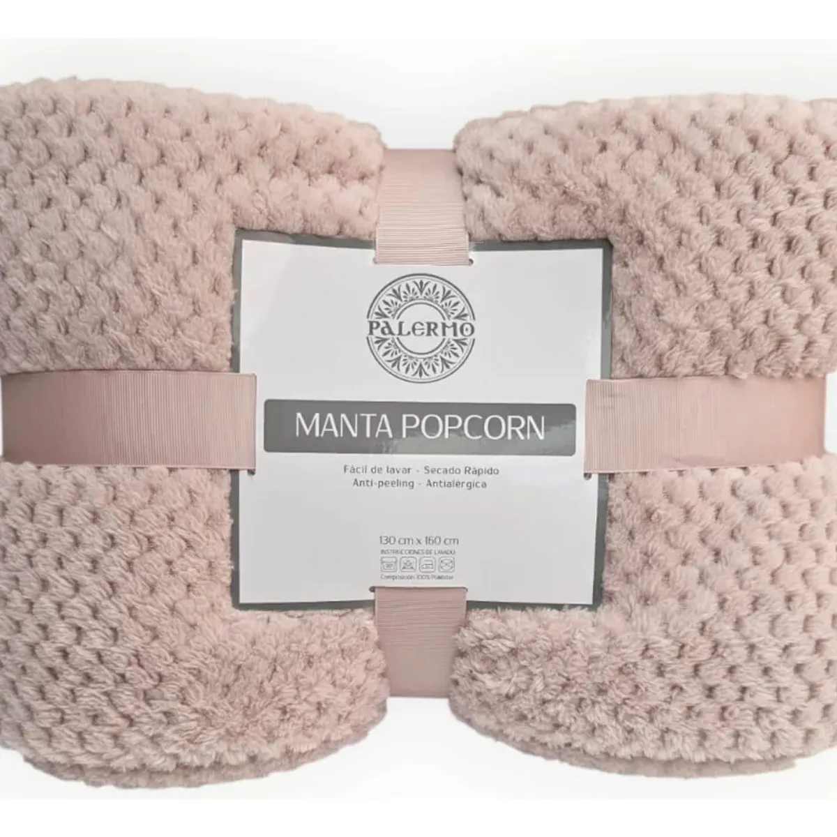 PALERMO - Manta Antialérgica, Extra Suave y Decorativa para Sofá o Cama Pop Corn 130x160 cm