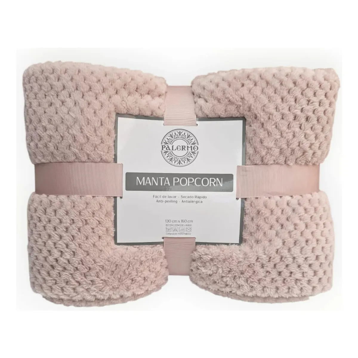 PALERMO - Manta Antialérgica, Extra Suave y Decorativa para Sofá o Cama Pop Corn 130x160 cm