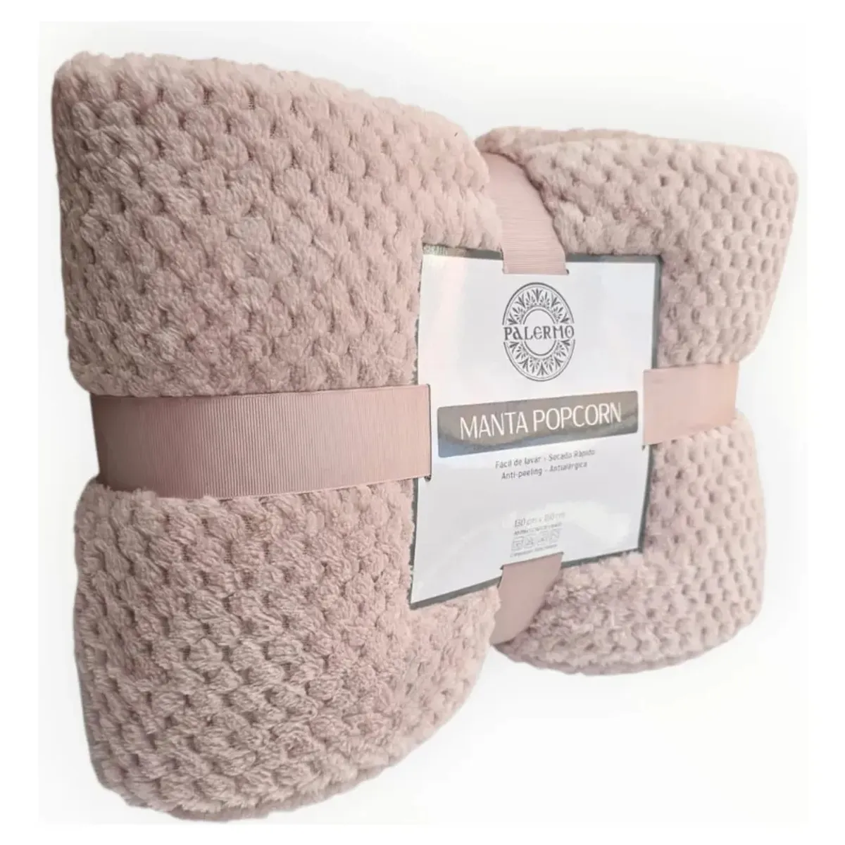 PALERMO - Manta Antialérgica, Extra Suave y Decorativa para Sofá o Cama Pop Corn 130x160 cm