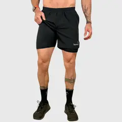 KONKO ACTIVE - Short Deportivo Hombre Con Calza 2 en 1 Hyperflex Black Negro Konko