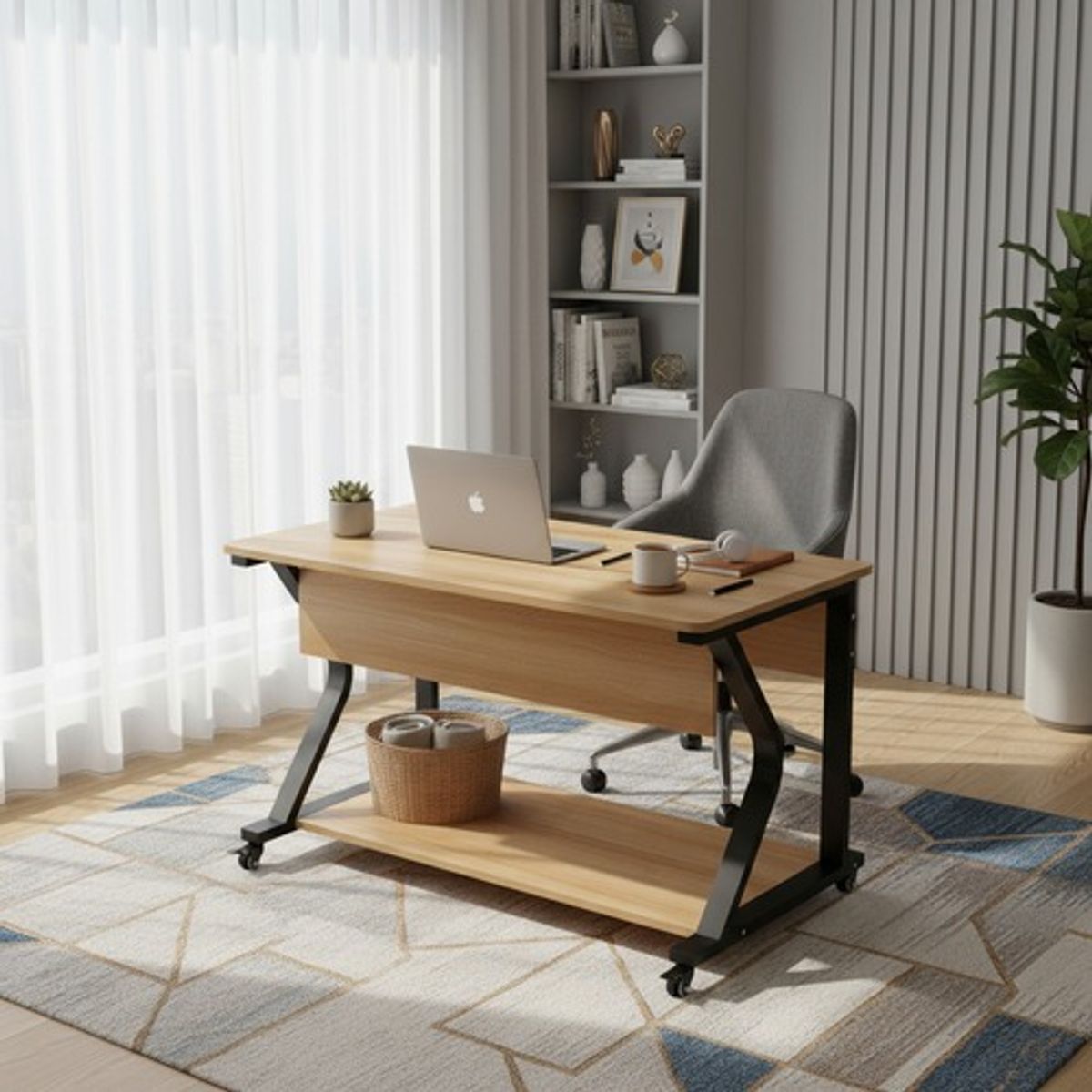 GENERICO - Escritorio De Ordenador Con Repisa 90cm Armable Madera Marron Claro - 300059