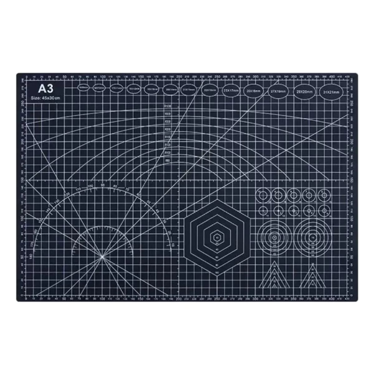 GENERICO - Tapete De Corte A3 45x30cm Autoregenerable Doble Cara Pvc NEGRO