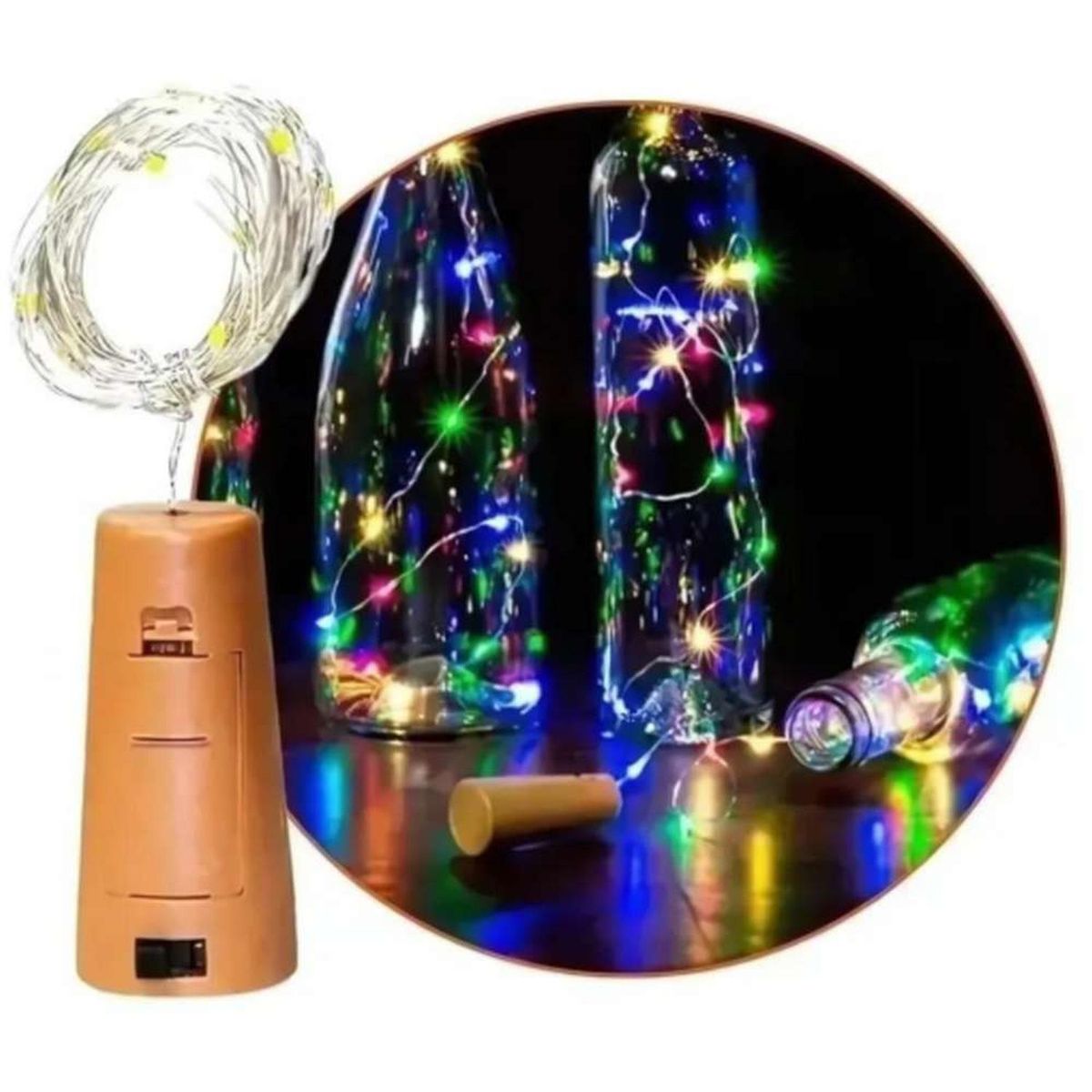 GEN - 2x Tira Led Maqueta Luz Arroz Corcho Botella Alambre A Pilas