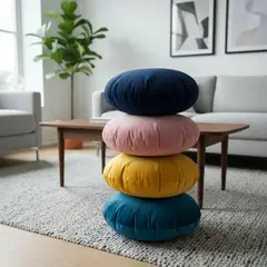 TODOHOGAR SANTIAGO DE CHILE - Cojín Redondo Velvet 35 cm - Terciopelo Suave con Relleno Siliconado