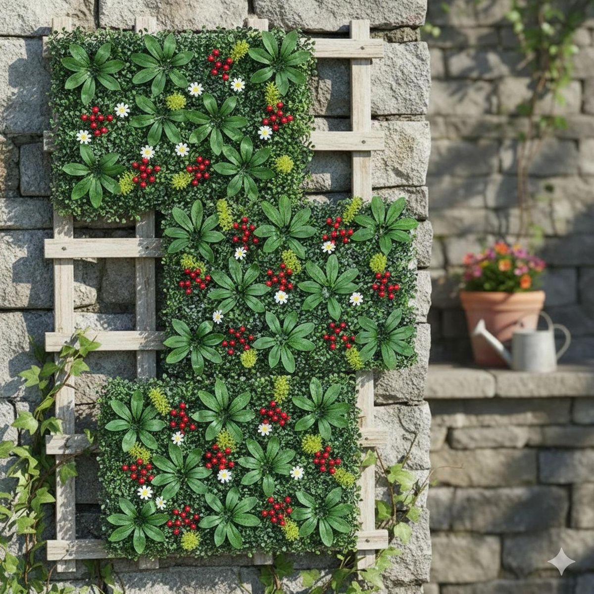 JAGIMA - Jardín Muro Vertical Artificial C palmeta Plantas 60x40 cm