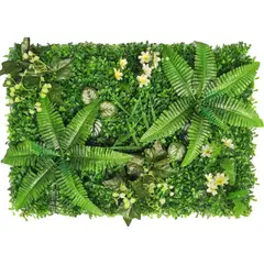 ARBUSTO REAL - Jardín Muro Vertical Artificial A Palmeta Plantas 60x40 Cm Verde