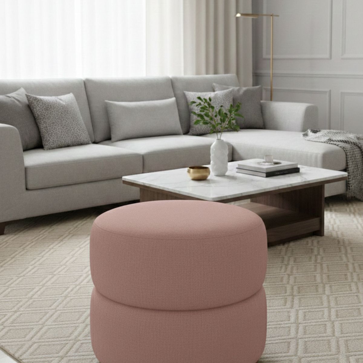 MUEBLES NEW - PUFF GIRATORIO PALO ROSA LINO