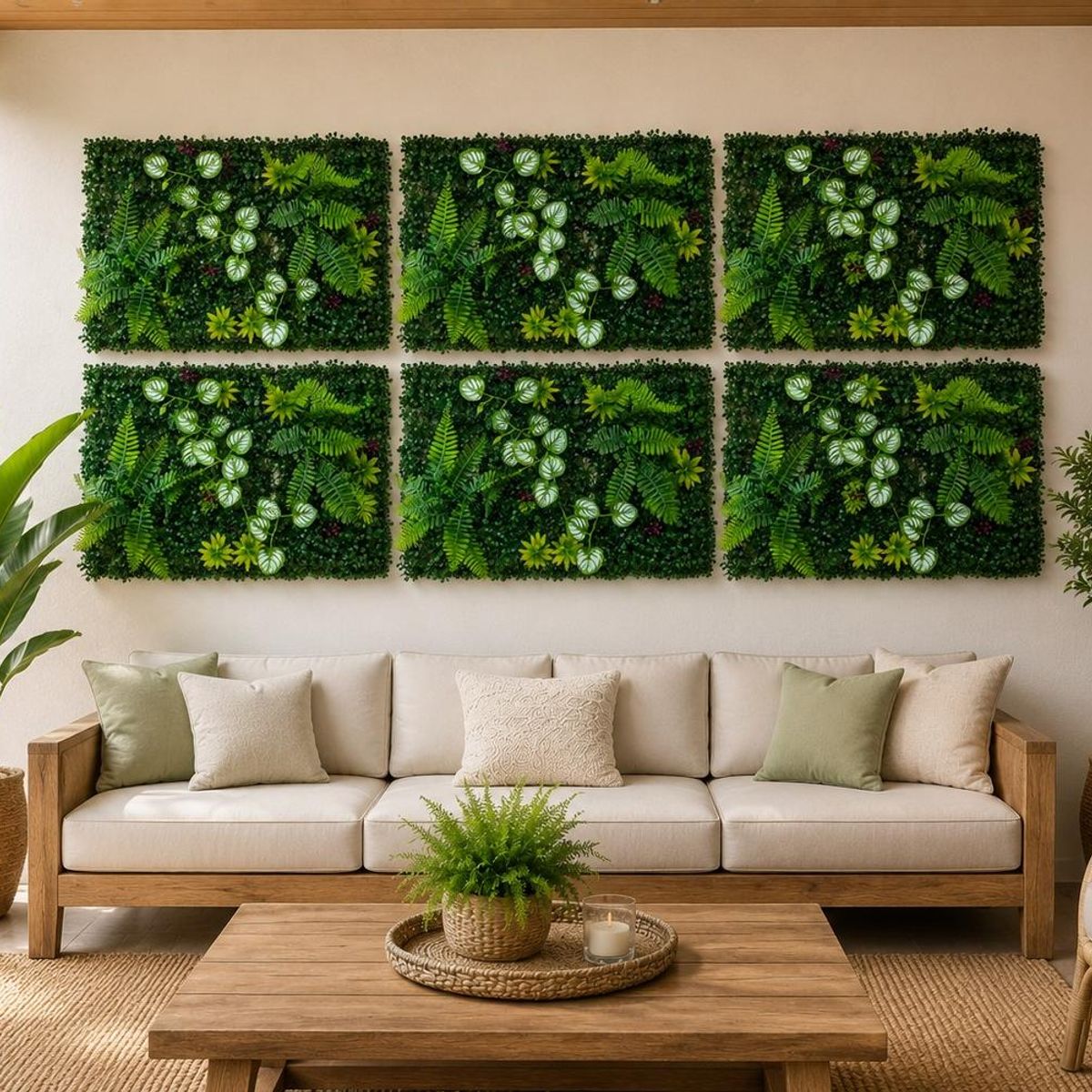 ARBUSTO REAL - Jardín Muro Vertical Artificial D Palmeta Plantas 60x40 Cm Verde