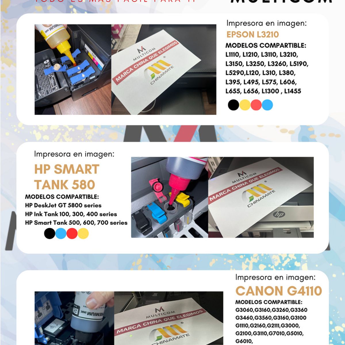 GENERICO - Pack 4 Tintas Alternativa 100 Ml