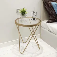 GENERICO - Mesa Centro Lateral Metálica Dorada