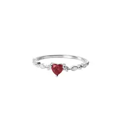 LUX JOYAS - Anillo Plata 925 Corazón Granate