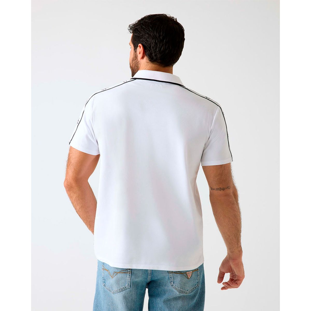GUESS - Polera Ss Guess Quattro G Tape Polo Blanco