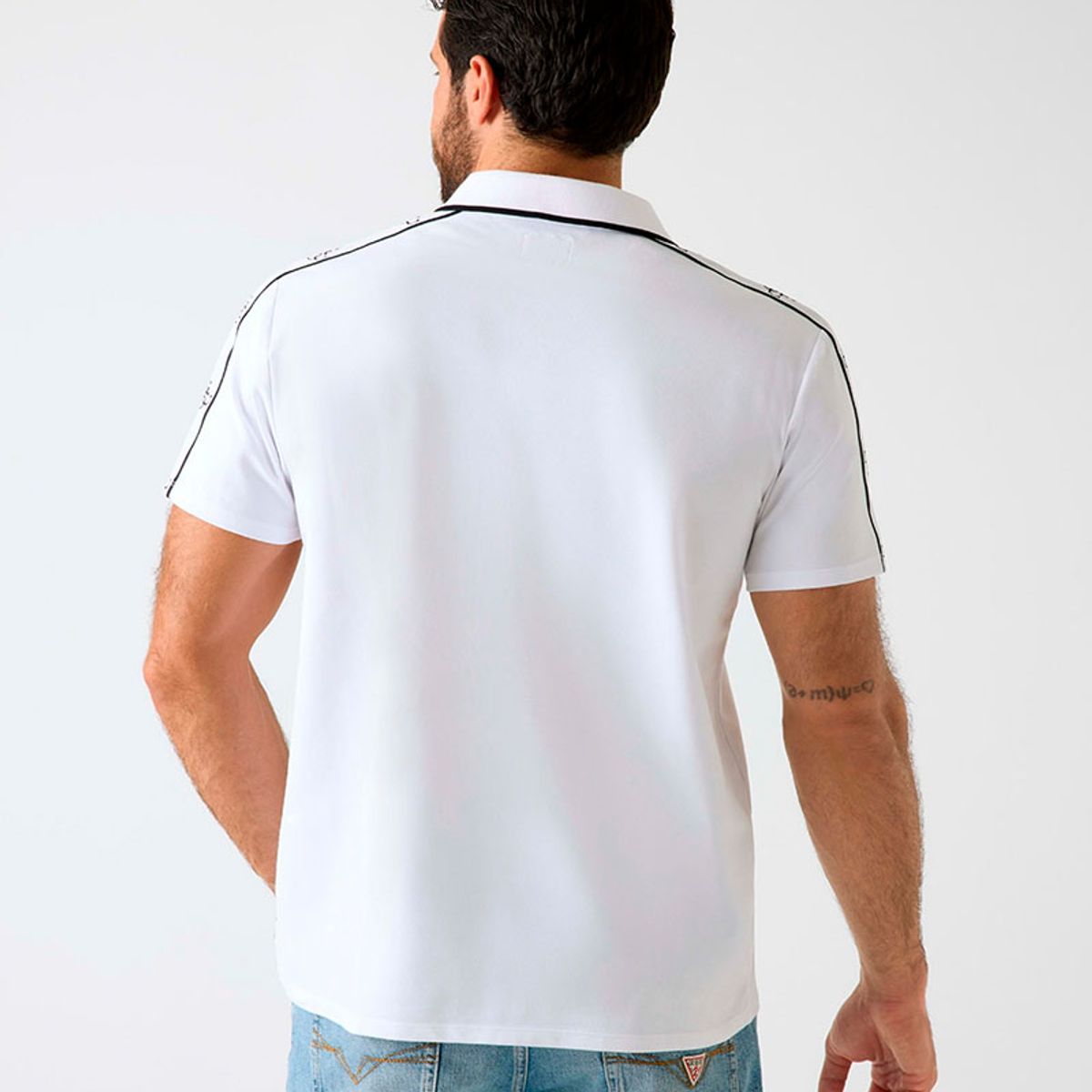 GUESS - Polera Ss Guess Quattro G Tape Polo Blanco