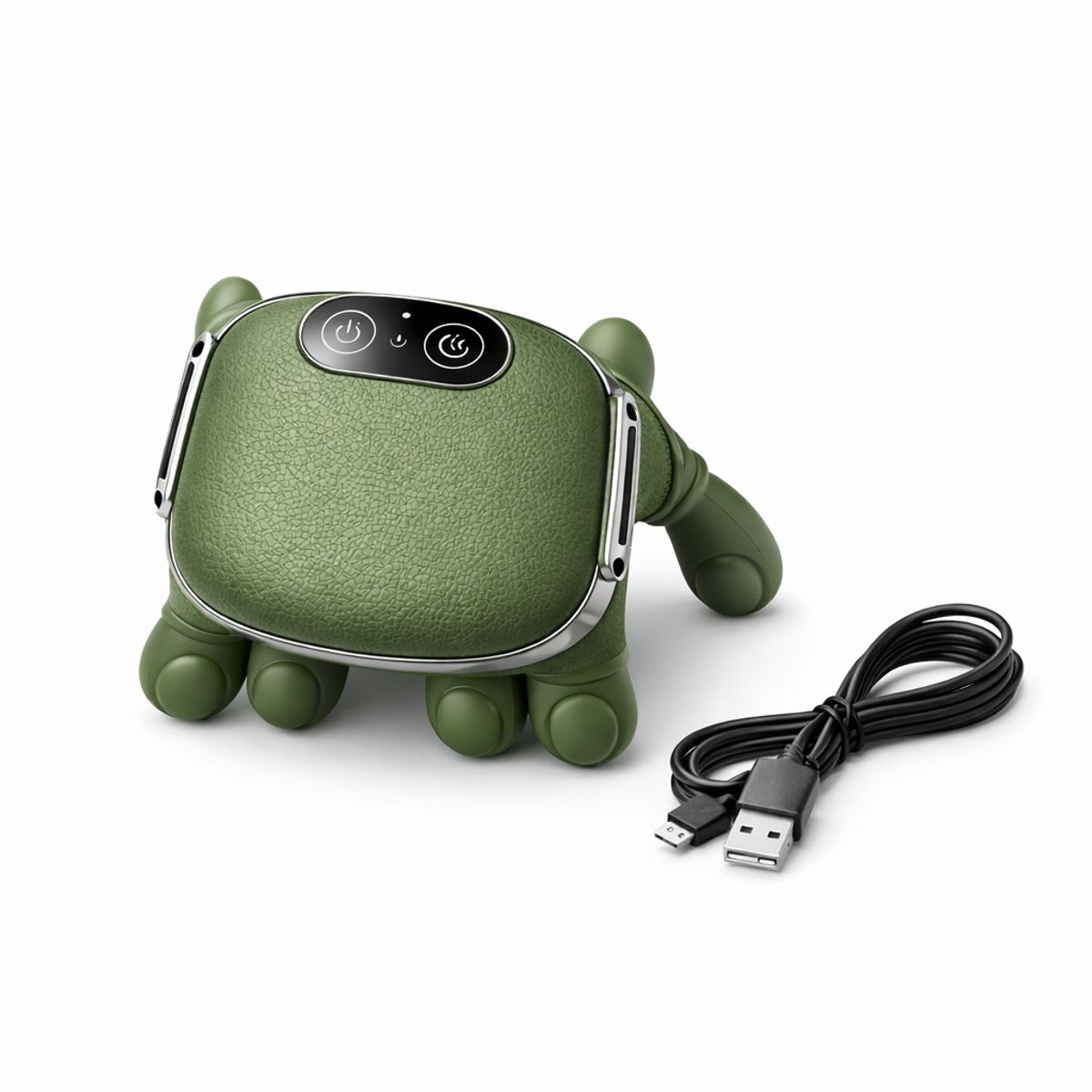 MOVI - Masajeador Eléctrico Portátil con Calor y Vibración Recargable para Cuello y Espalda Verde Oliva