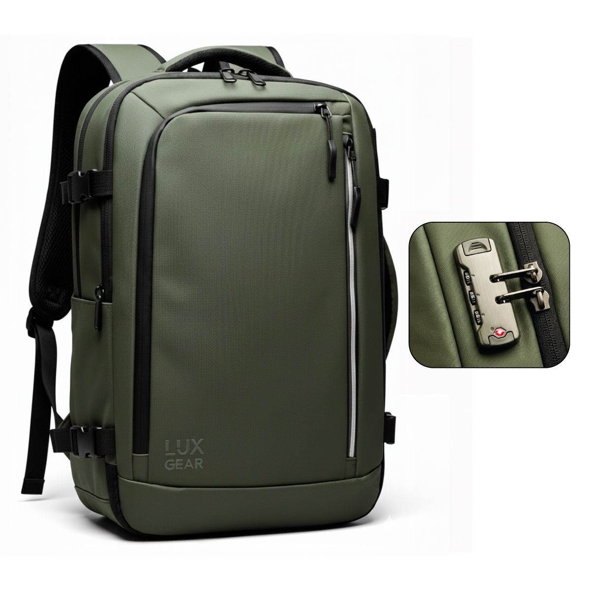 LUXGEAR - Mochila De Viaje 900D Luxgear Cabina 40 Litros Verde Olivo
