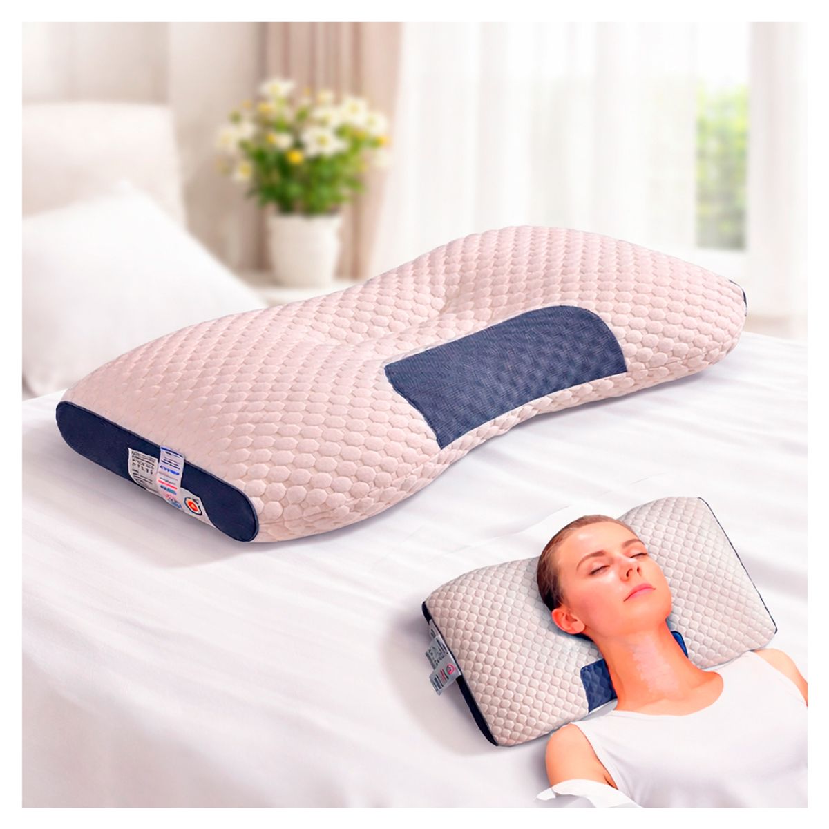 IRM - Almohada Delgada Ergonómica Ortopédica Cuello y Cervical 10cm grosor