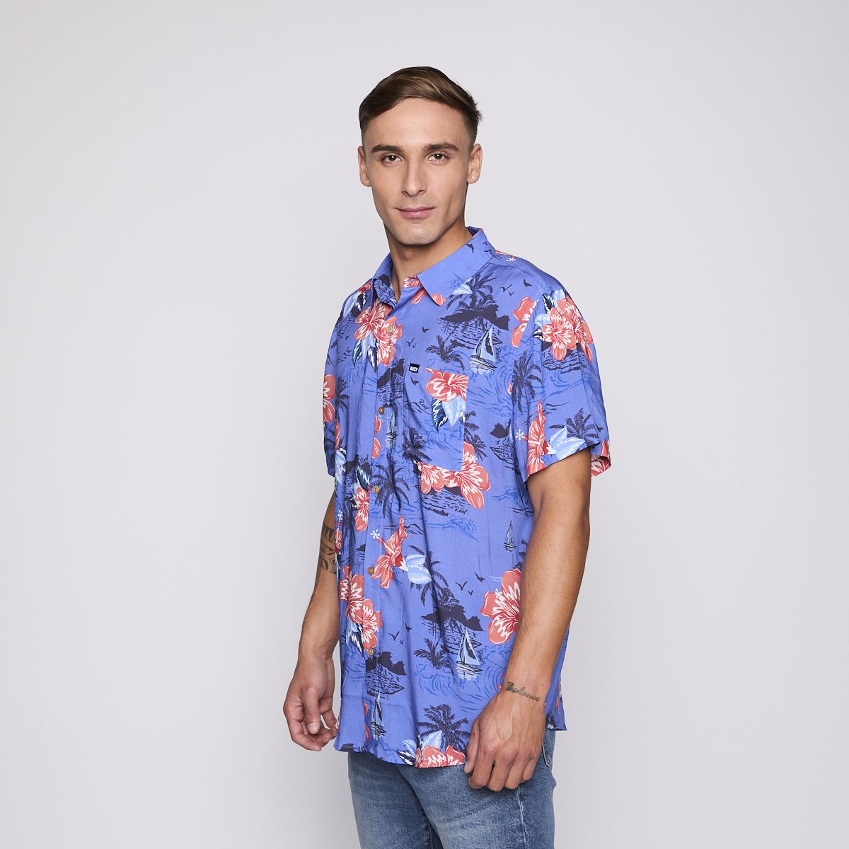 REEF - Camisa Reef Men Floreada Azul