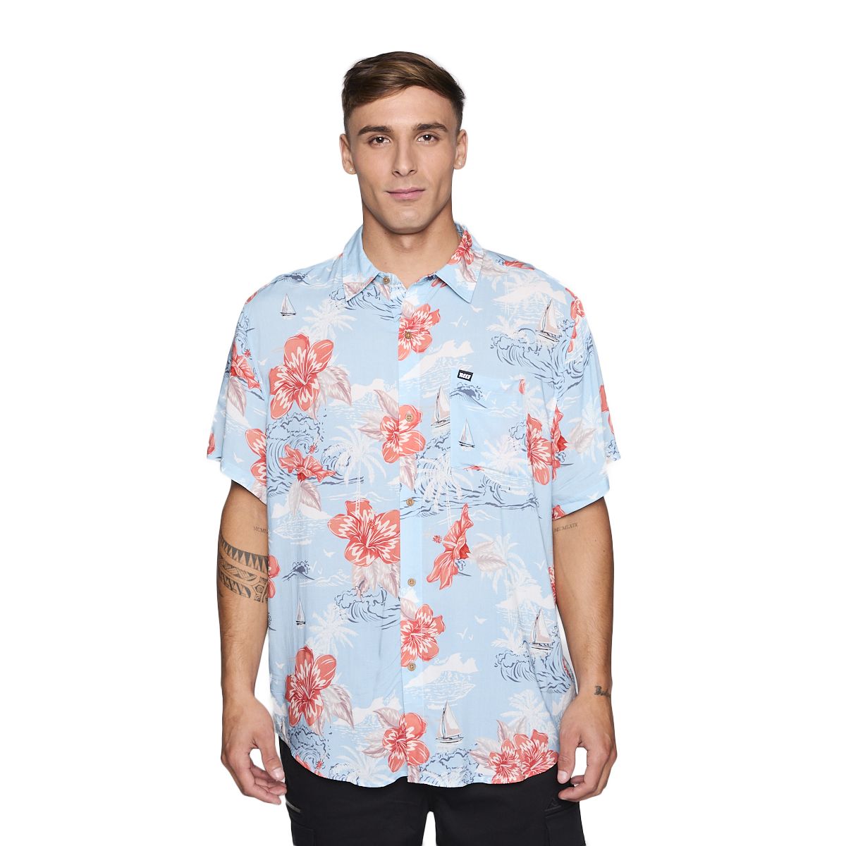 REEF - Camisa Reef Men Floreada Celeste