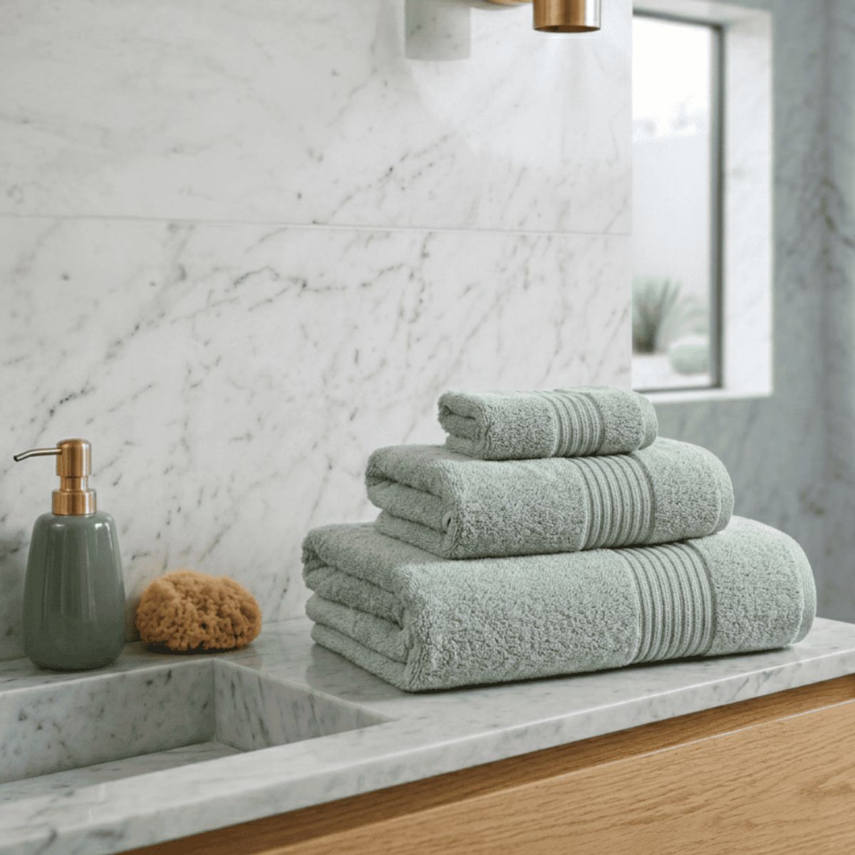 AMABILE - Toalla Cuerpo Extra Grande 90x180cms Verde Agua 100% Algodón Amabile