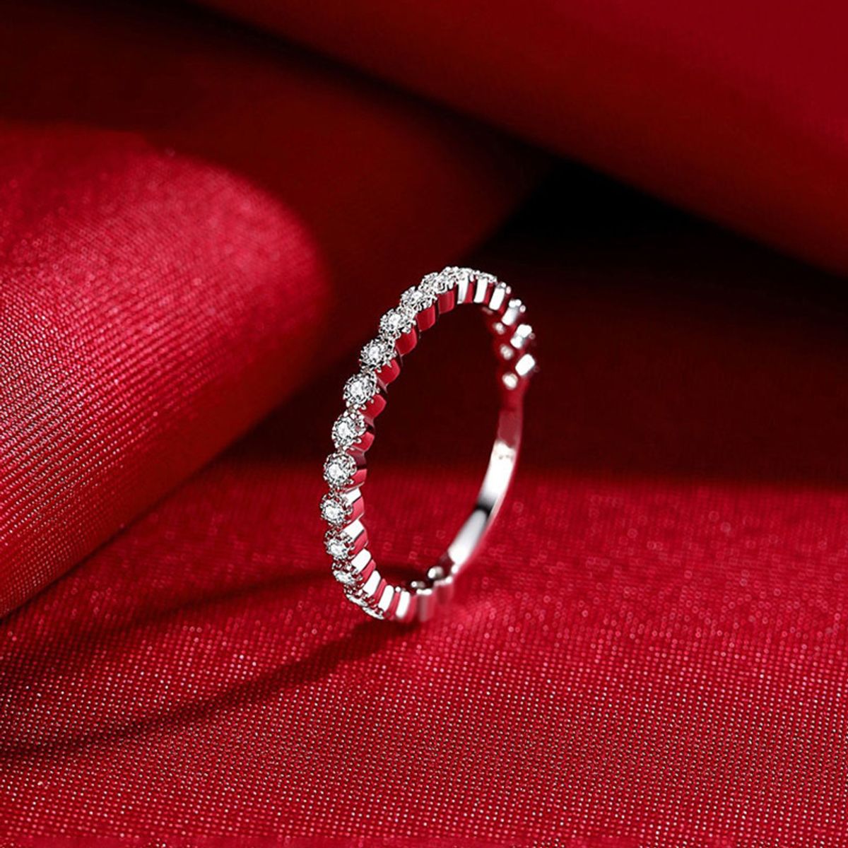 LUX JOYAS - Anillo Plata 925 Medio Cintillo Circ