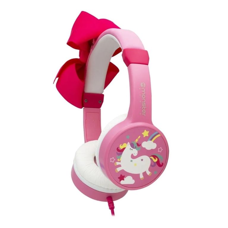 Audifono para Nina Monster con Lazo Diseno Unicornio CK02P Rosado