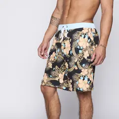 REEF - Traje de Baño Men Black Blue Flowers