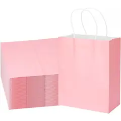 JAGIMA - 12 Bolsas Cumpleaños Papel Kraft Colores De 21x15x8cm - Rosa