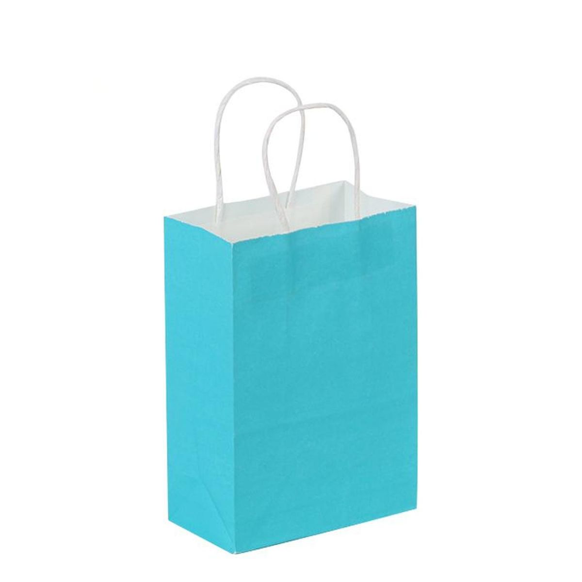 JAGIMA - 12 Bolsas Cumpleaños Papel Kraft Colores De 21x15x8cm - Celeste