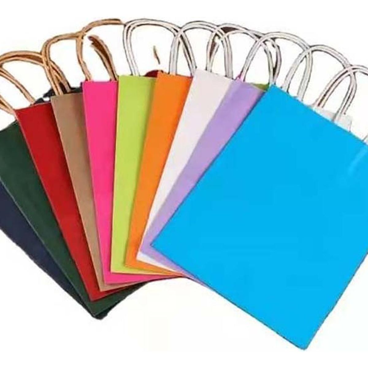 JAGIMA - 12 Bolsas Cumpleaños Papel Kraft Colores De 21x15x8cm - Blanco