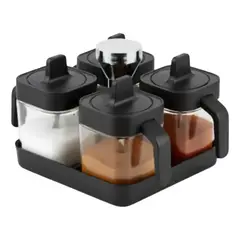 GENERICO - Set 4 Especieros Condimenteros De Vidrio Con Cuchara