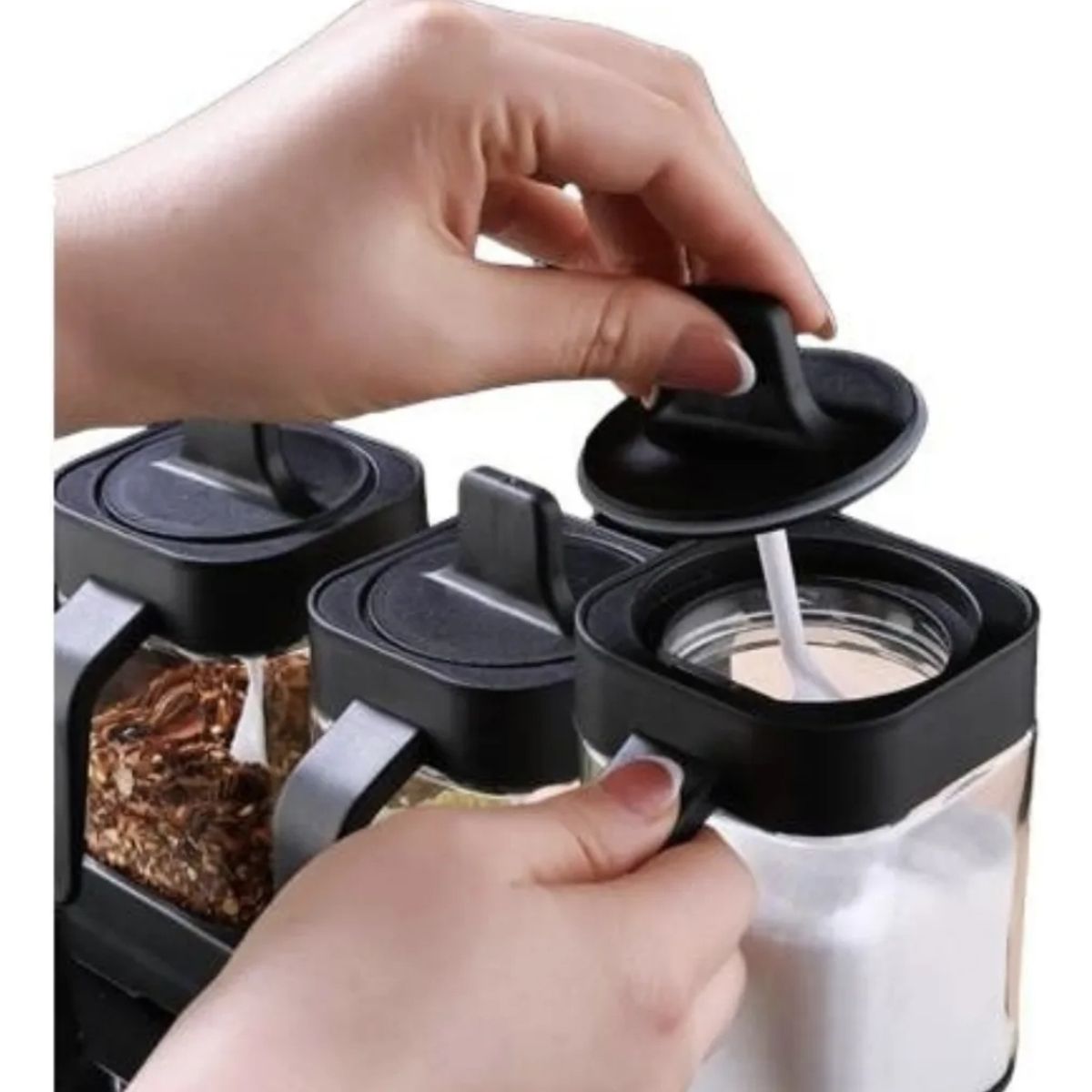 GENERICO - Set 4 Especieros Condimenteros De Vidrio Con Cuchara