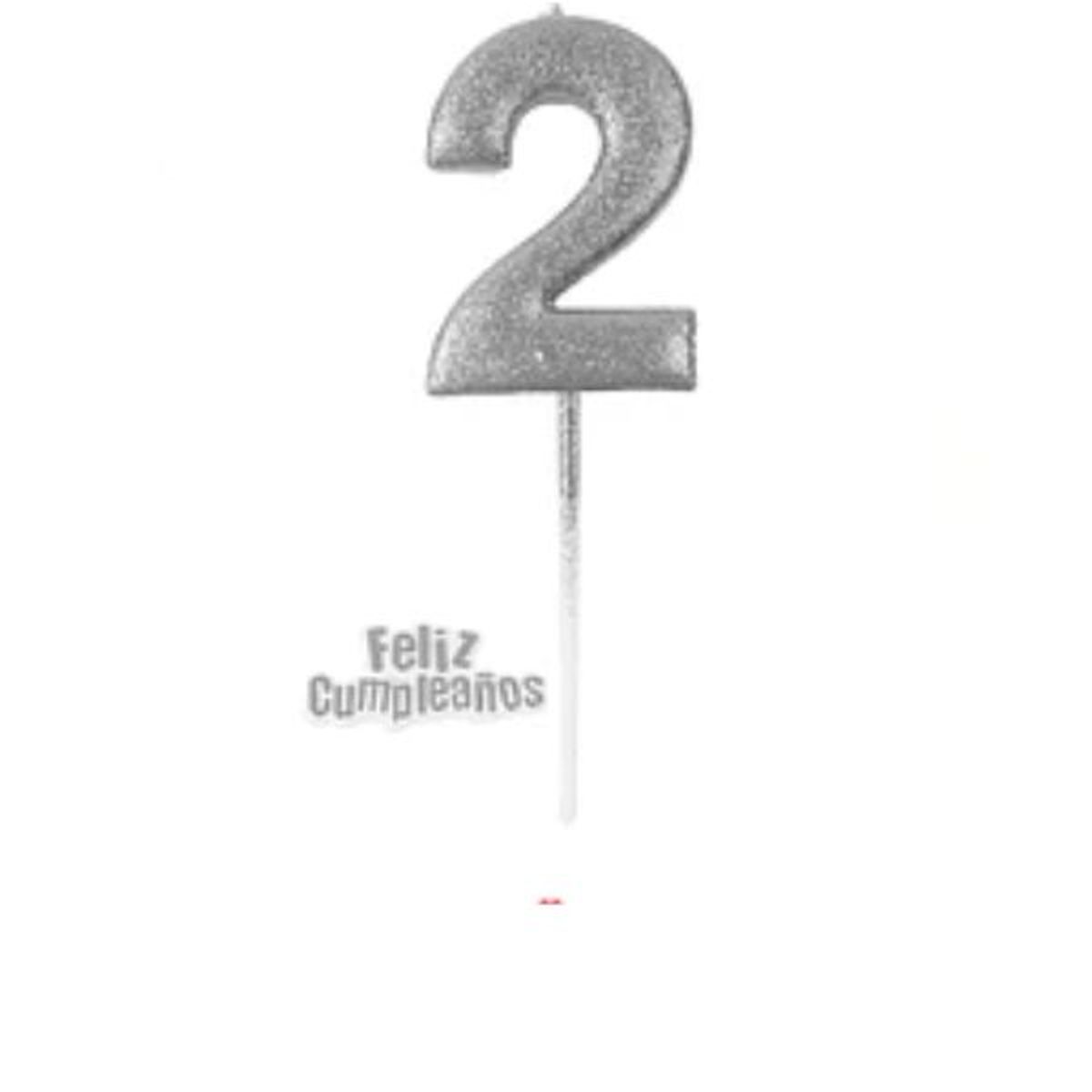 GENERICO - Vela Nº 2 plateada 14cm