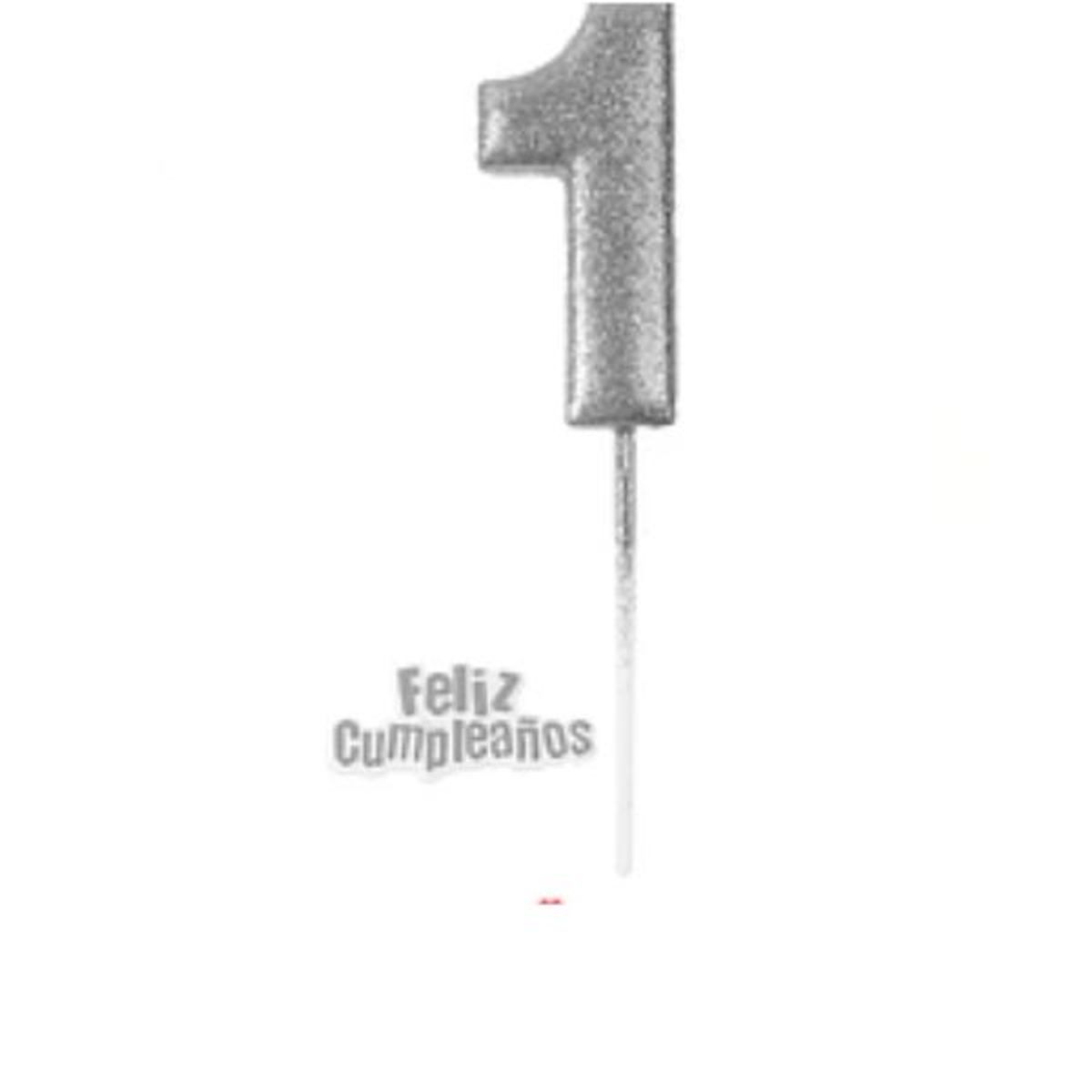 GENERICO - Vela Nº 1 plateada 14cm