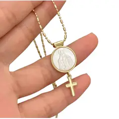 GENERICO - Collar VIRGEN Y NACAR en Acero Inoxidable